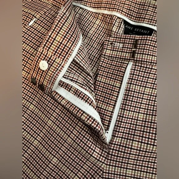 Lane Bryant Signature Fit 4-Season Ankle Pants Berry Plaid Stretch Plus Size 22 - Picture 11 of 14